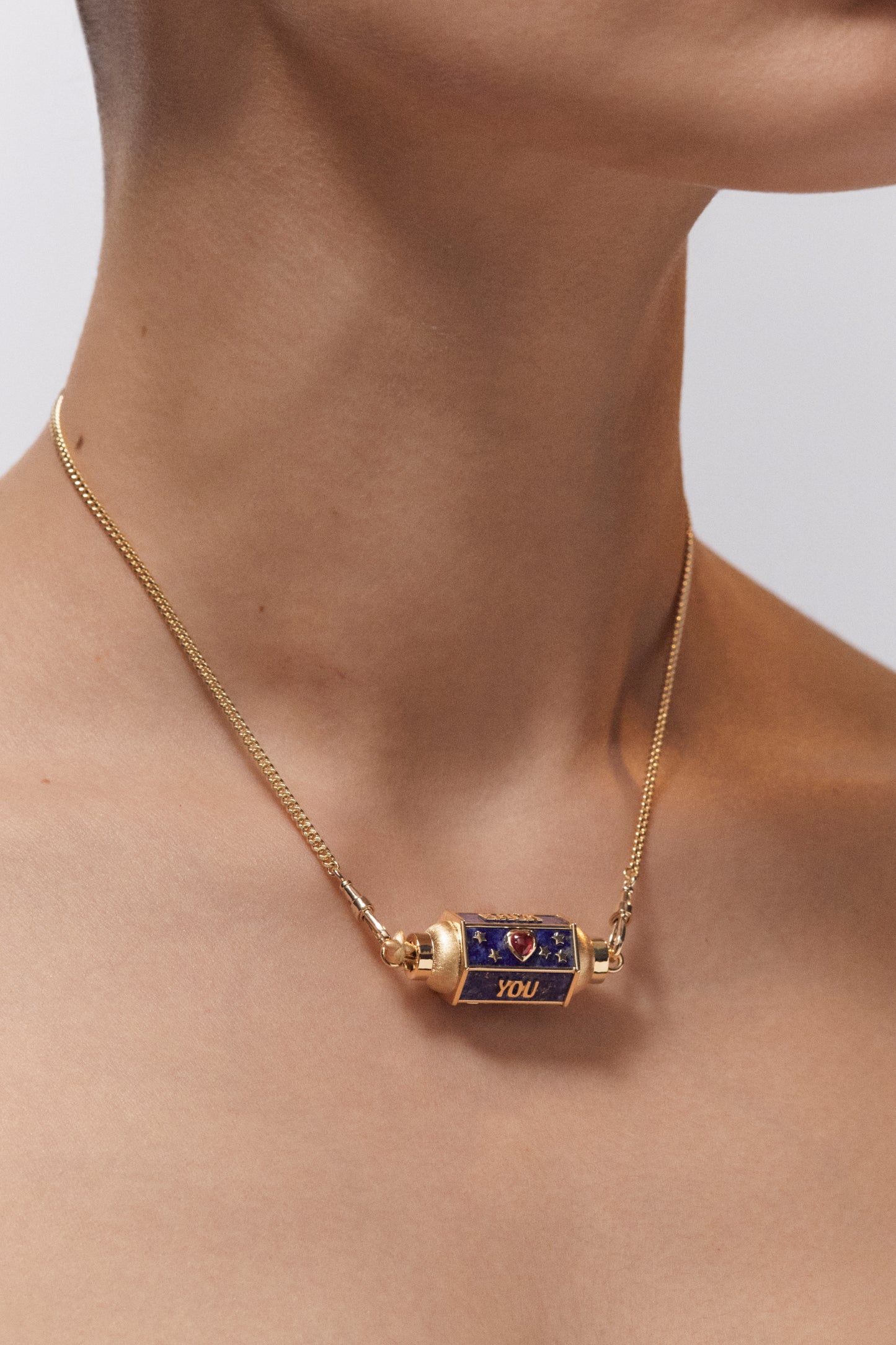 Love You Lapis Locket Necklace