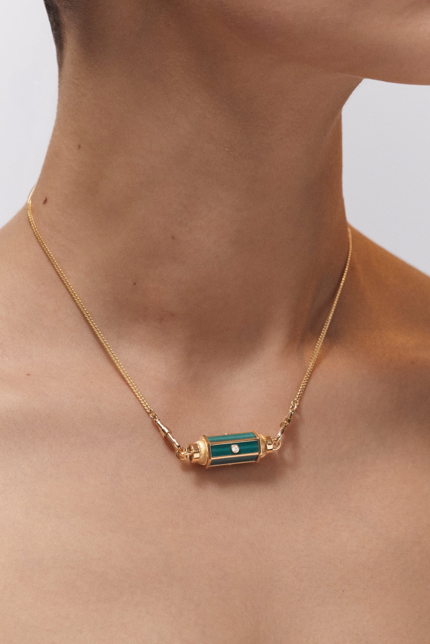 Malachite baby locket Necklace