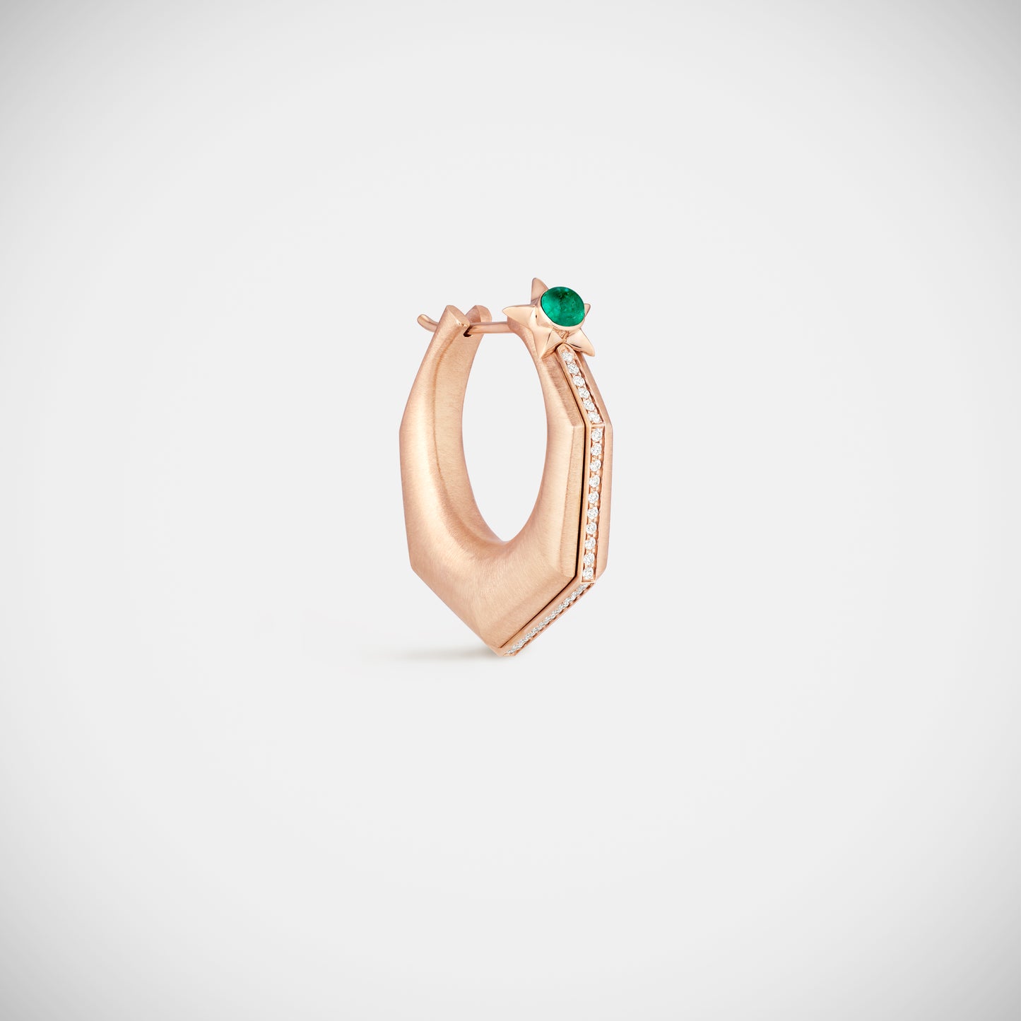Baba Large Emerald Earring Rose Gold