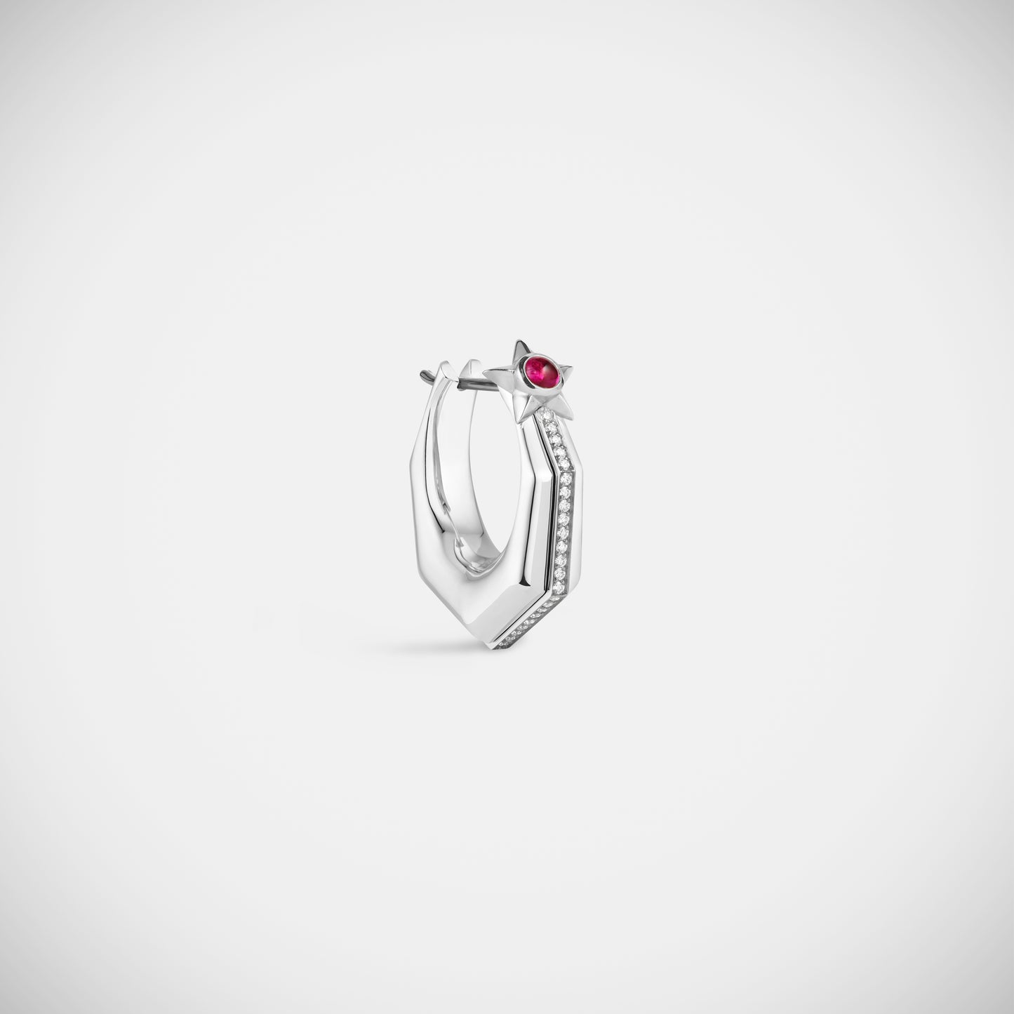 Baba Medium Ruby Earring White Gold