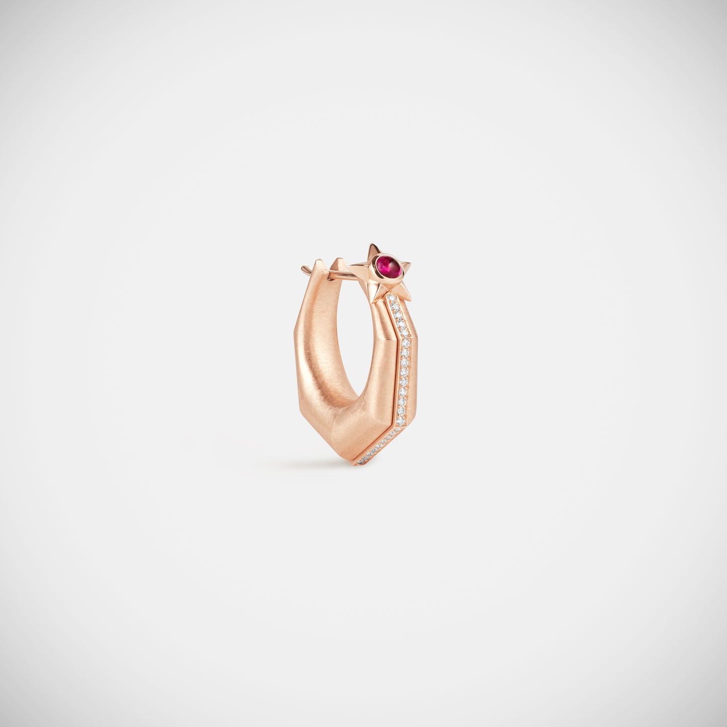 Baba Medium Ruby Earring Rose Gold