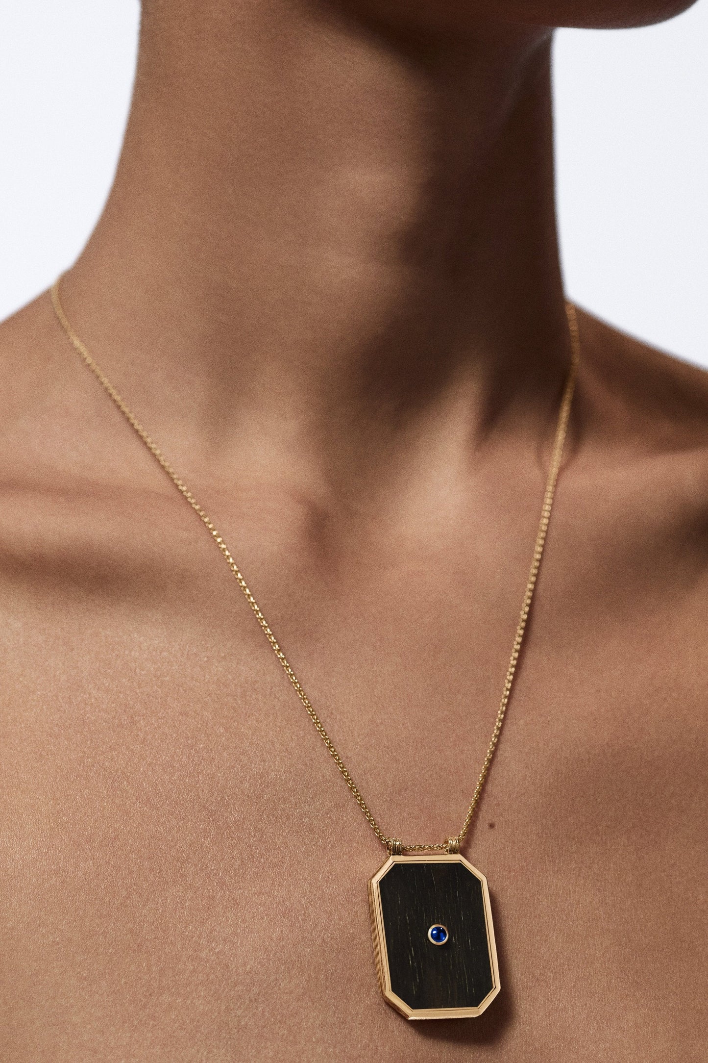 Marie Lichtenberg Staging Scapulaires Ebony Cabochon Sapphire Scapular