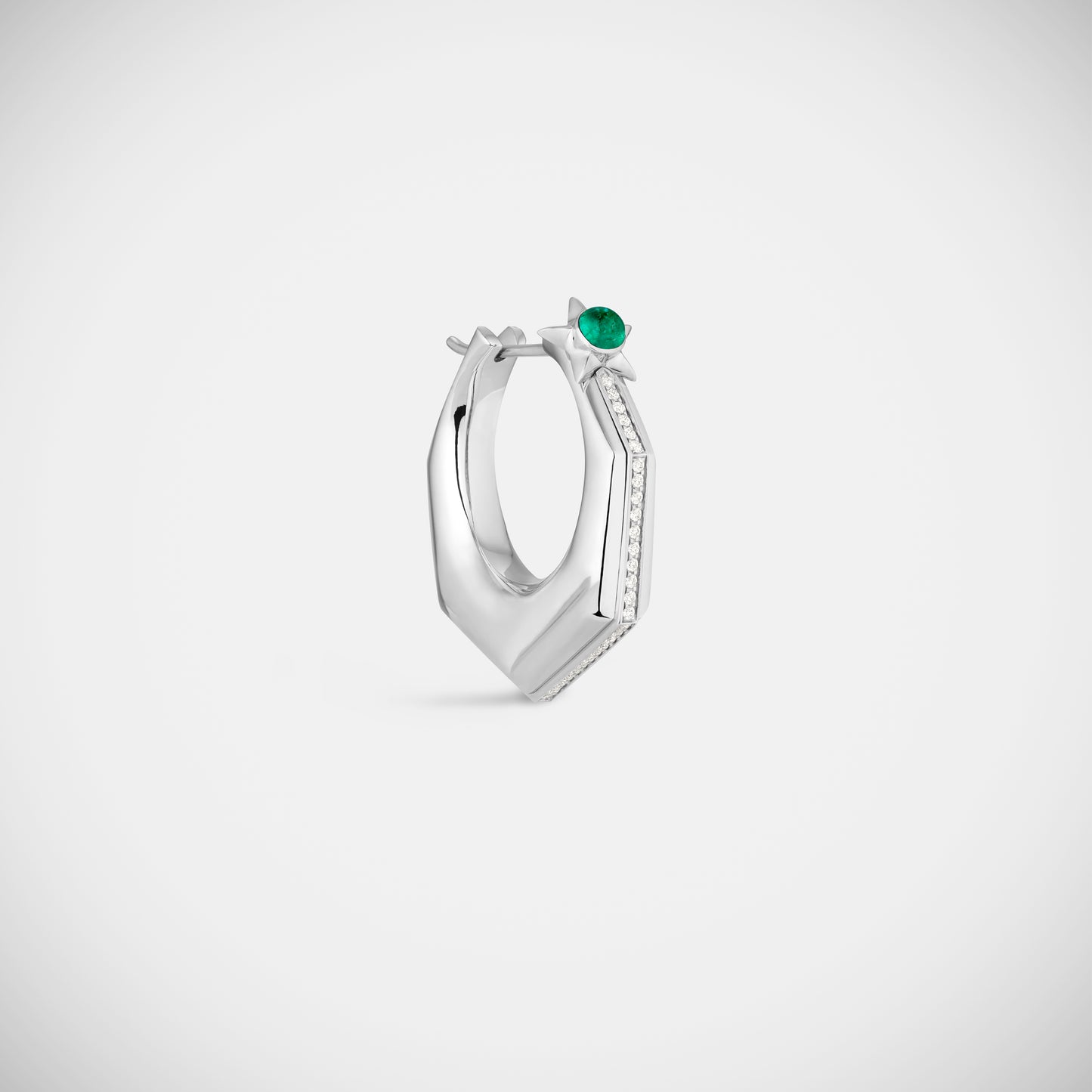 Baba Large Emerald Earring White Gold