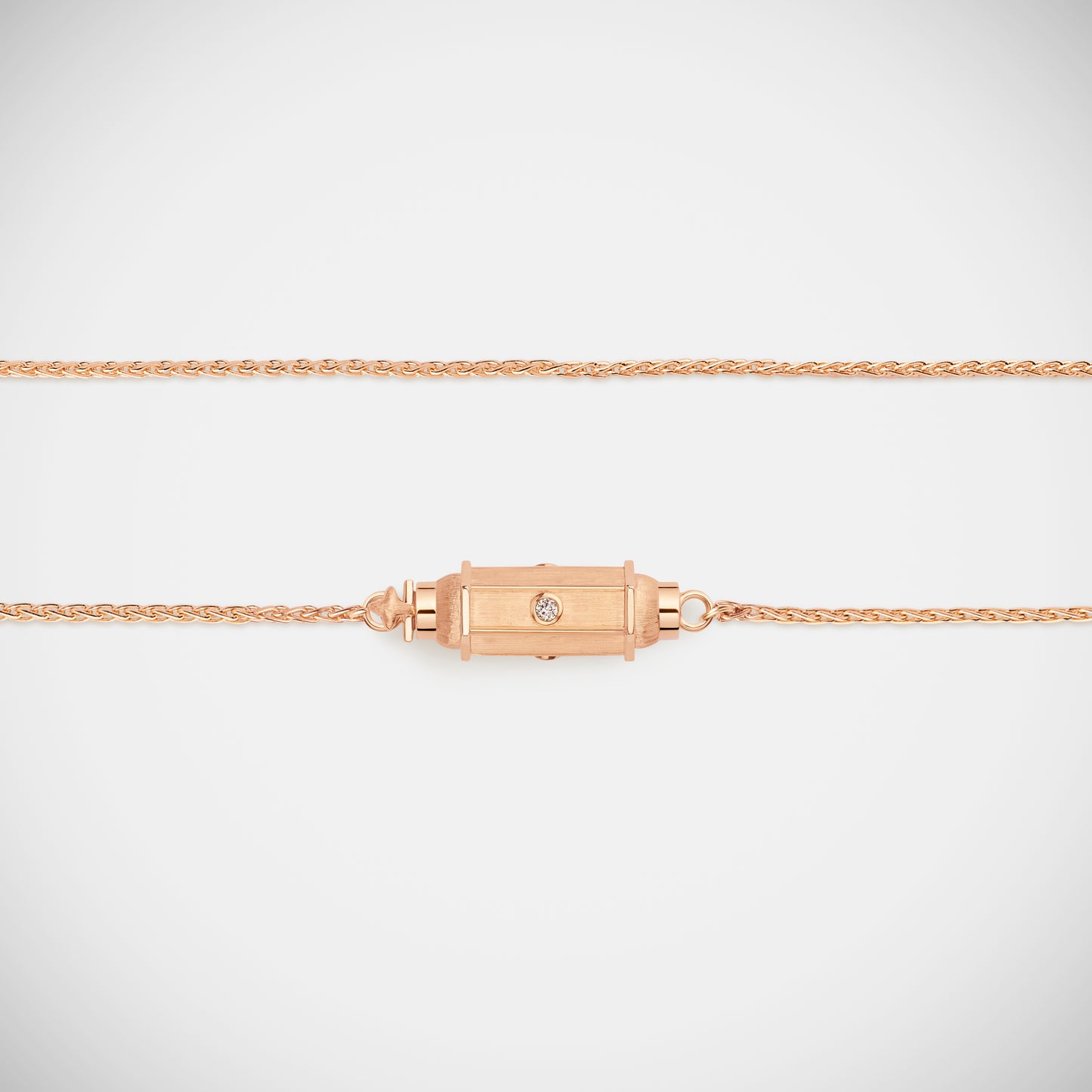 Collier Micro Locket Coco Diamants or rose