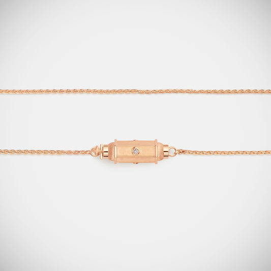 Collier Micro Locket Coco Diamants or rose
