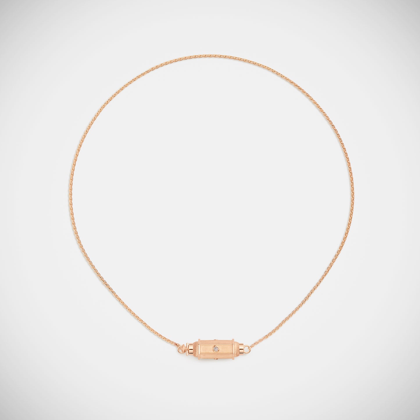 Collier Micro Locket Coco Diamants or rose