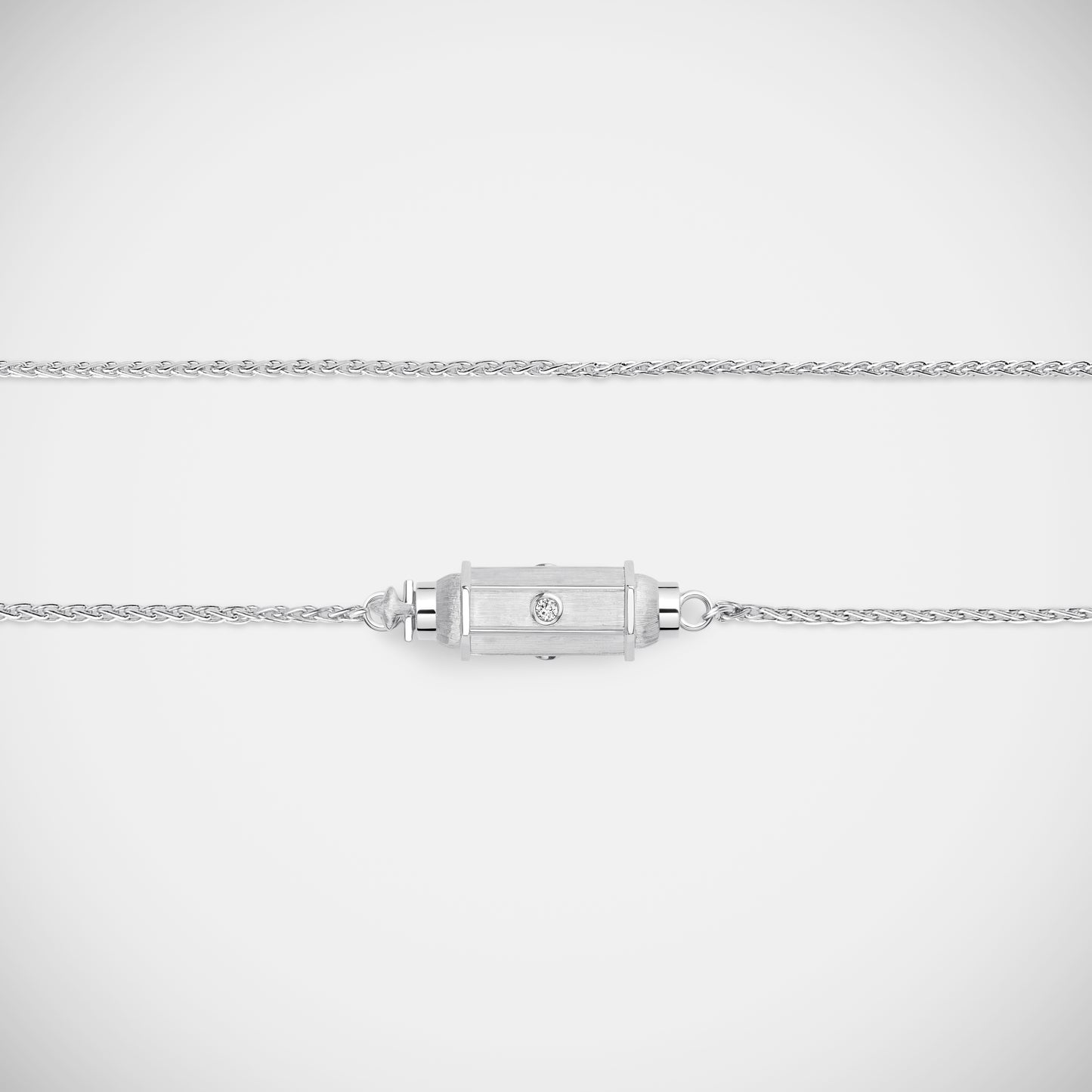 Micro coco diamonds white gold locket necklace