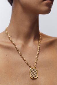 Marie Lichtenberg Staging Scapulaires Check Black Diamond Scapular on Rosa Classic Chain