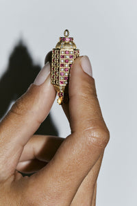 Marie Lichtenberg Staging Locket Check Ruby Locket on Rosa Classic Chain