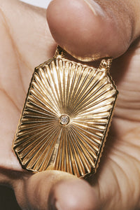 Marie Lichtenberg Staging Scapulaires Check Ruby Scapular on Rosa Classic Chain