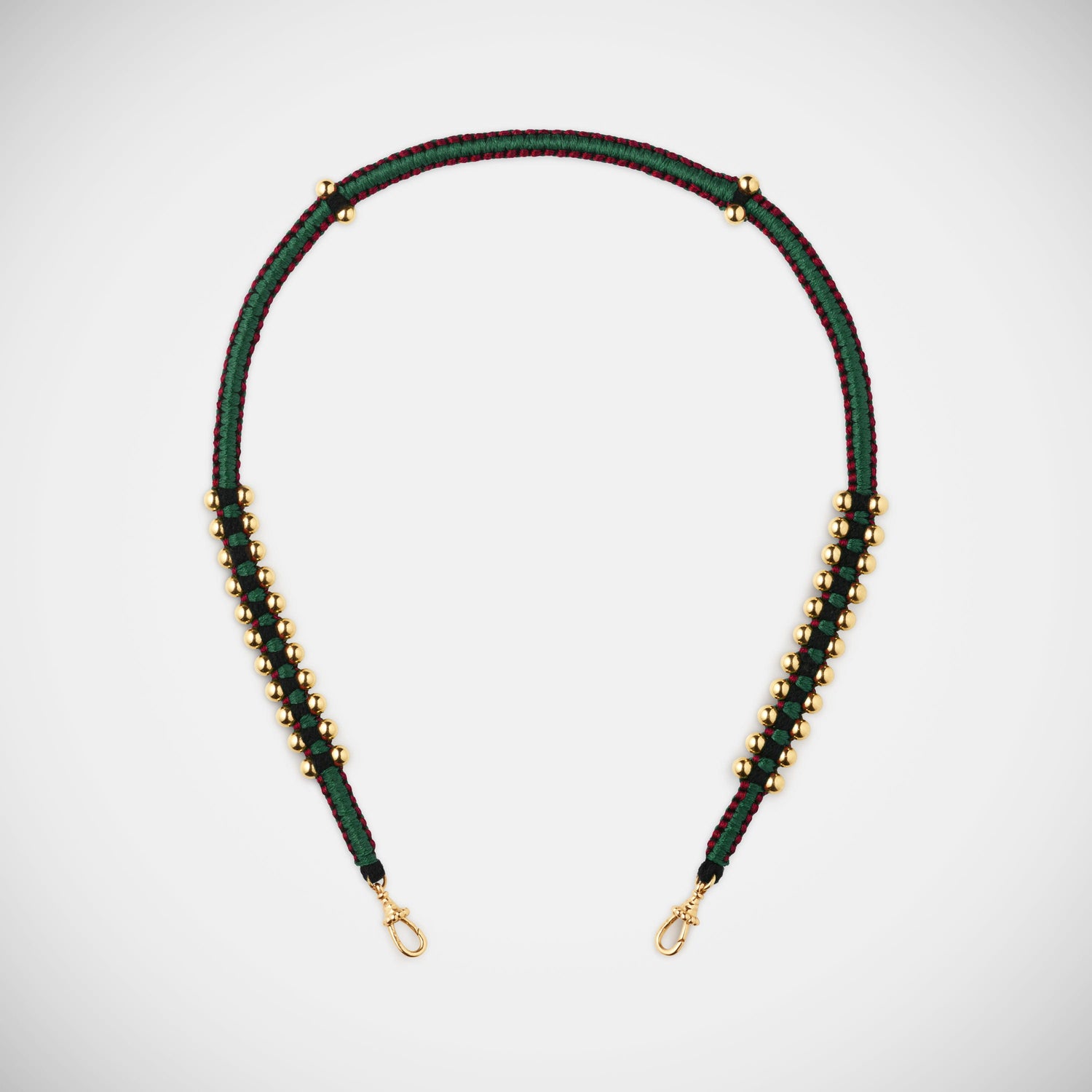 Marie Lichtenberg Staging Link Ica Polished Gold Beads Burgundy and Green 35cm