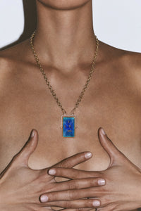 Marie Lichtenberg Staging Scapulaires Love You Spinning Scapular on Rosa Classic Chain