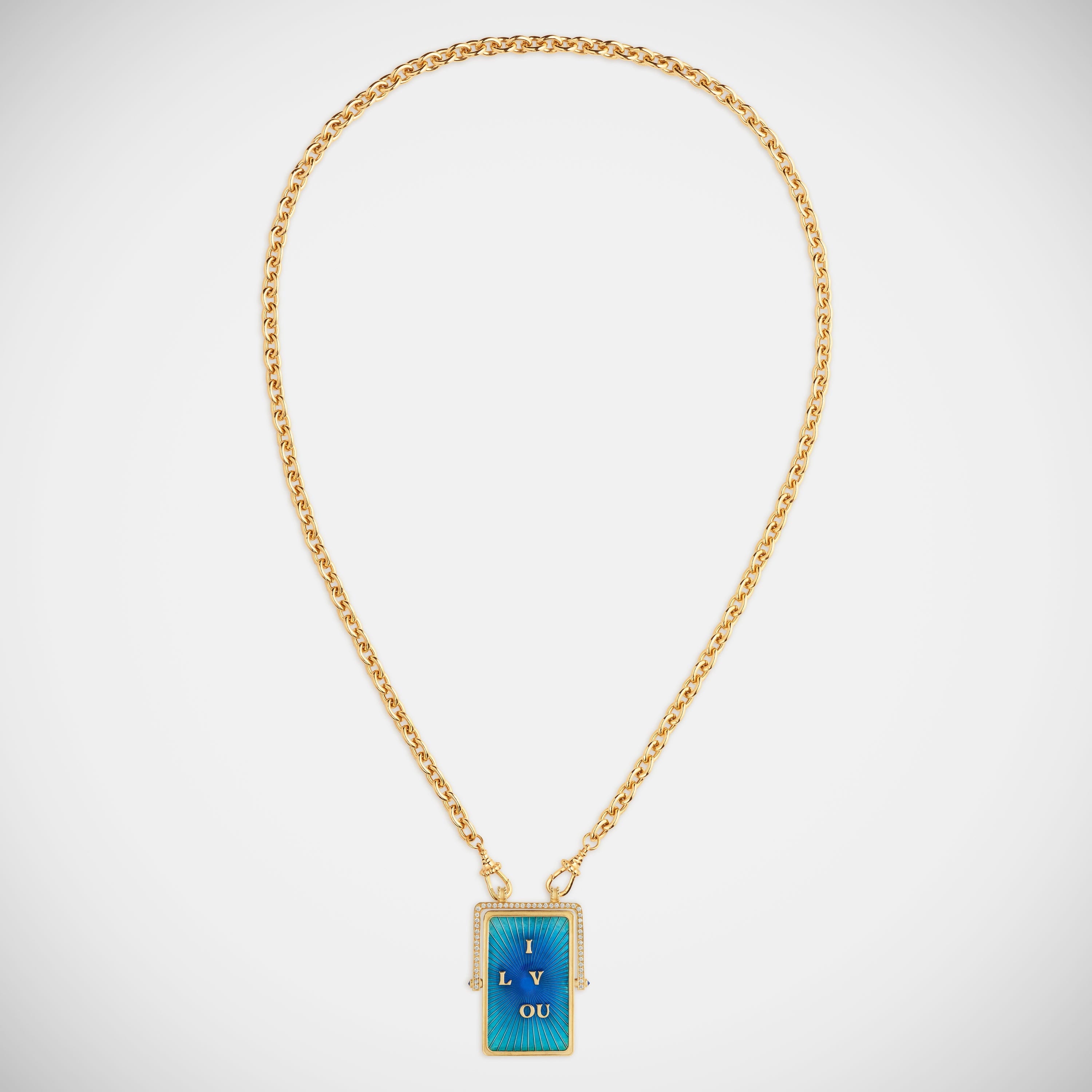 Marie Lichtenberg Staging Scapulaires Love You Spinning Scapular on Rosa Classic Chain