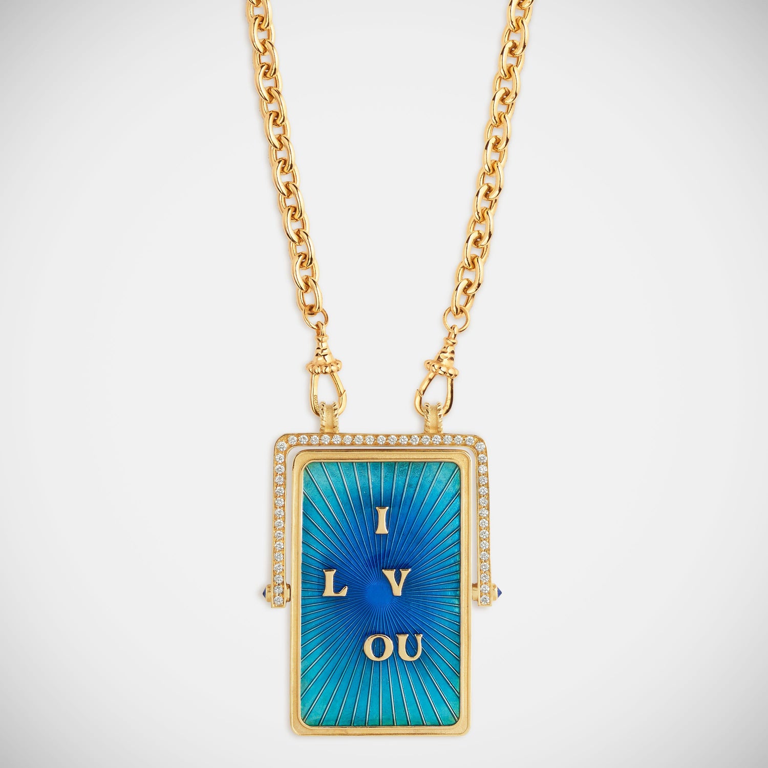 Marie Lichtenberg Staging Scapulaires Love You Spinning Scapular on Rosa Classic Chain