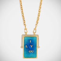 Marie Lichtenberg Staging Scapulaires Love You Spinning Scapular on Rosa Classic Chain