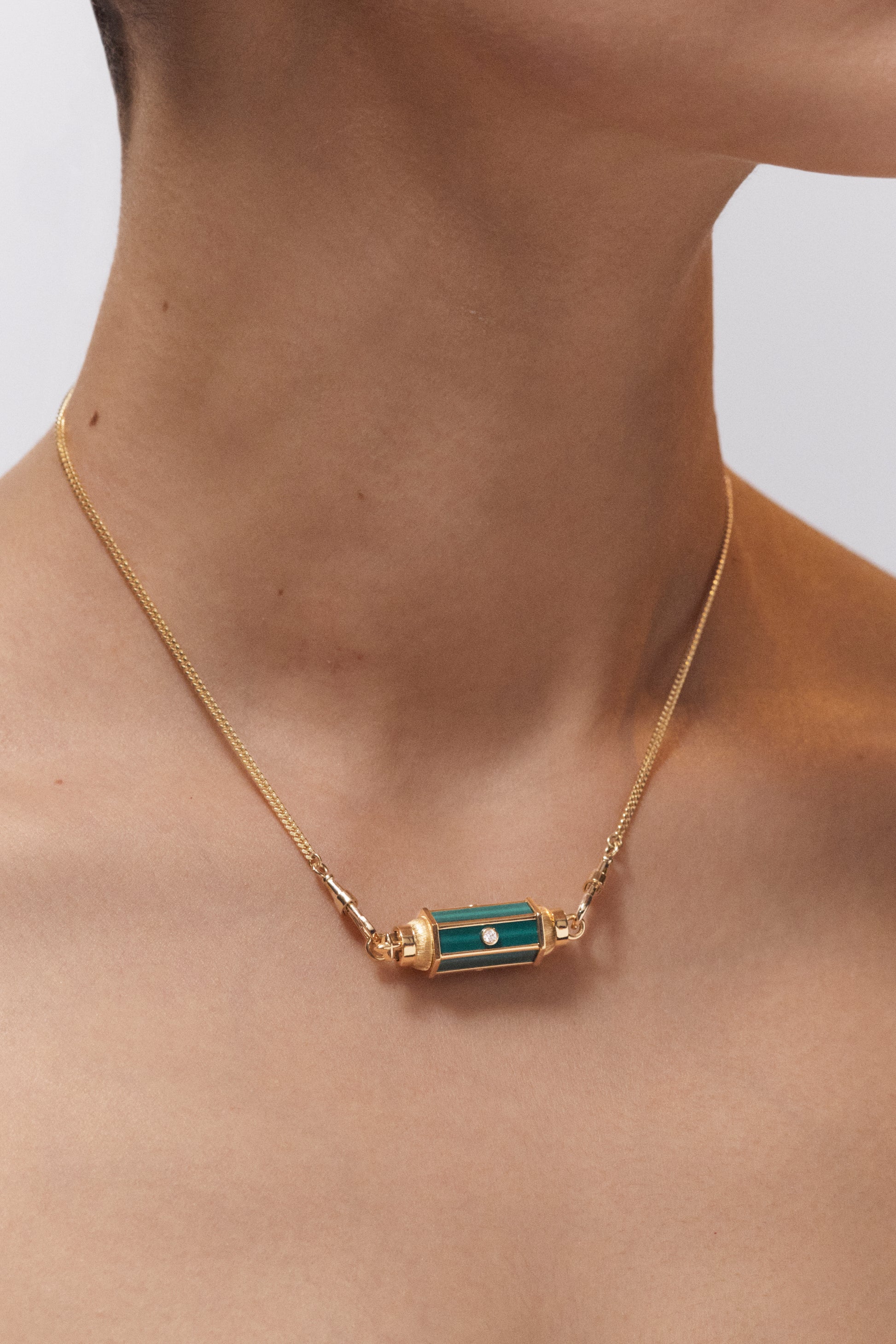 Marie Lichtenberg Staging Baby locket Malachite baby locket Necklace