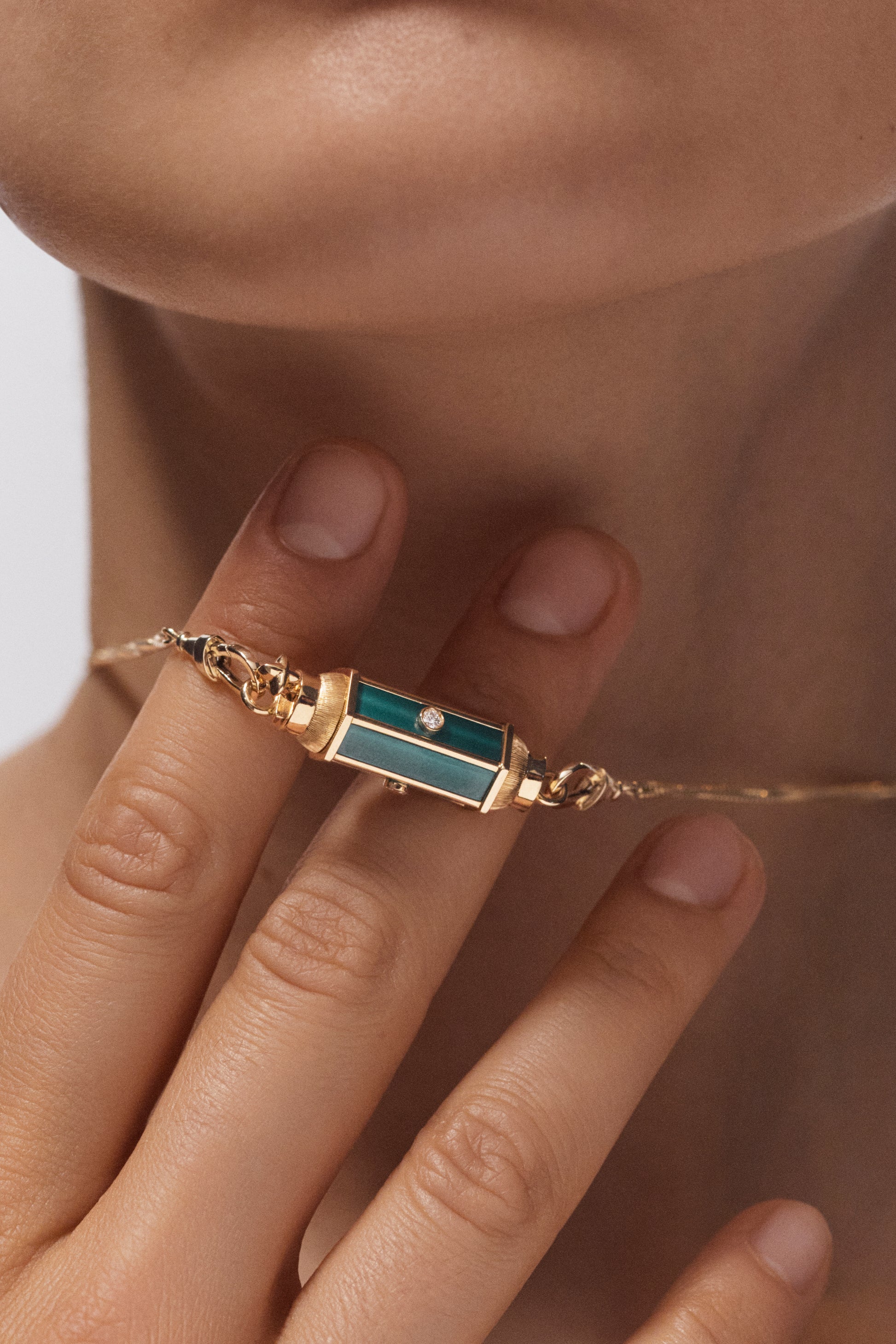 Marie Lichtenberg Staging Baby locket Malachite baby locket Necklace