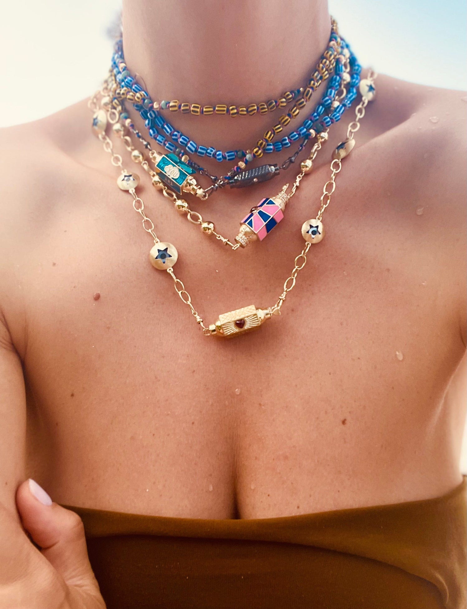 Marie Lichtenberg Staging Link Mauli beads ghana yellow & black 73cm