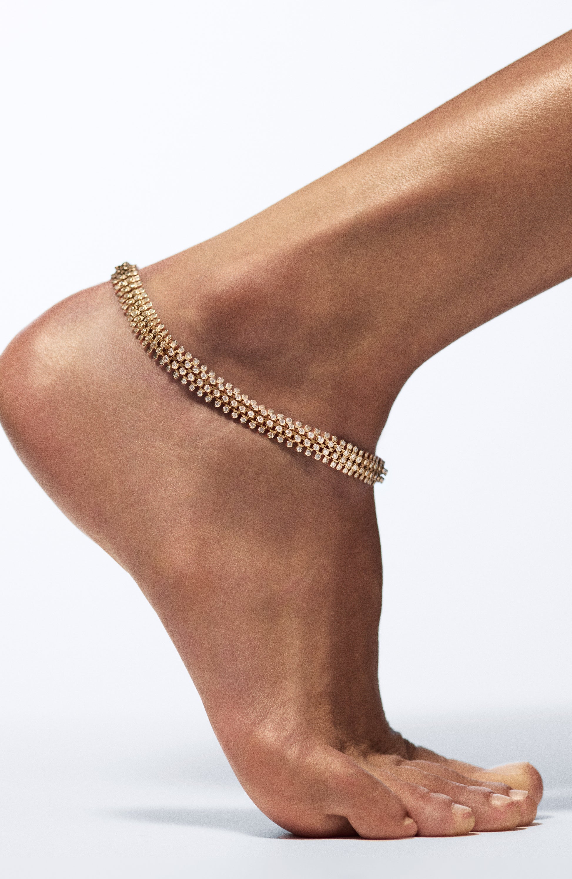 Marie Lichtenberg Staging Chain Mesh Diamonds Anklet 28cm