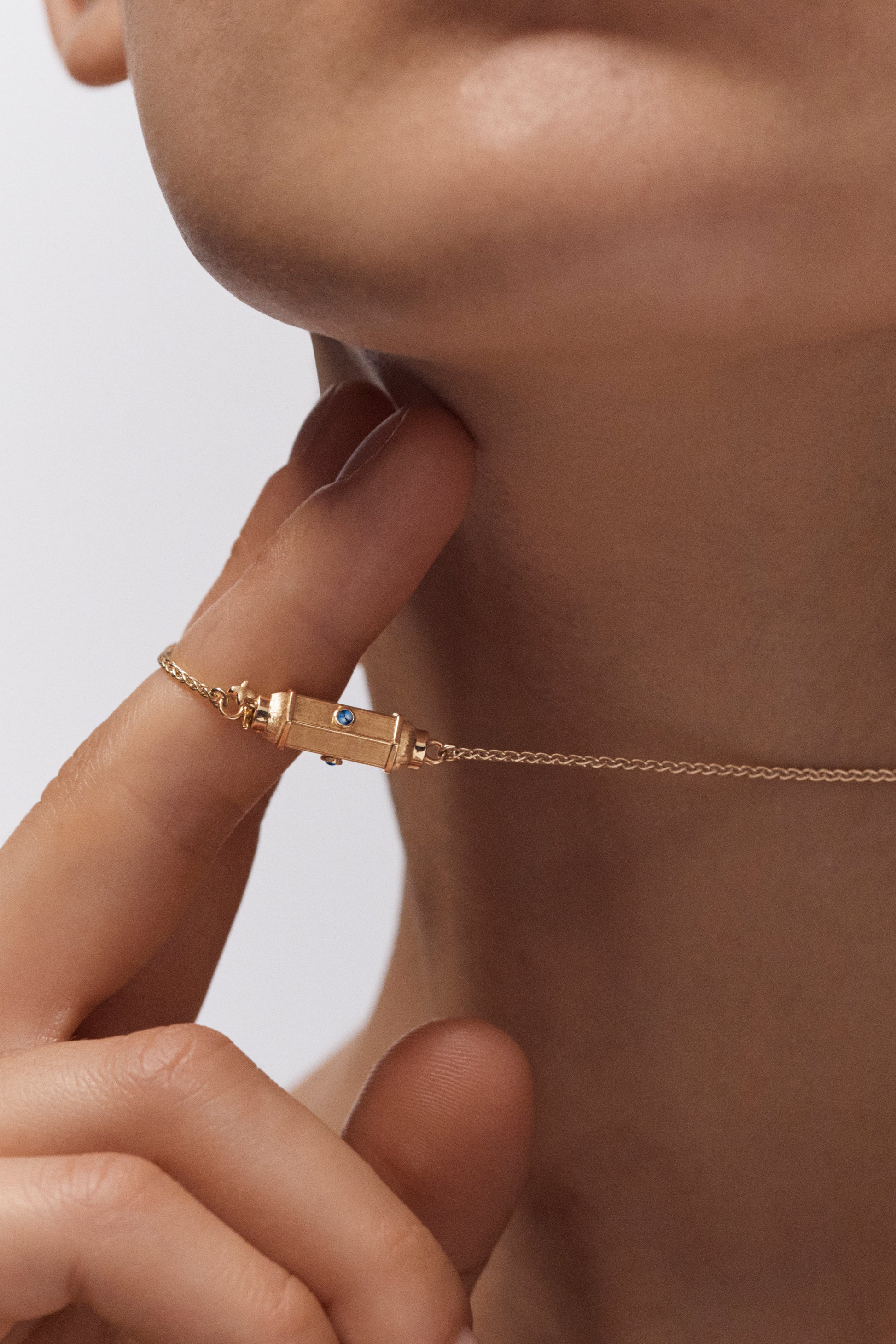 Marie Lichtenberg Staging Baby locket Micro coco sapphire locket necklace